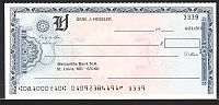 ABNC Custom-Made Engraved Check - Gene Hessler; Mercantile Bank, St. Louis, MO